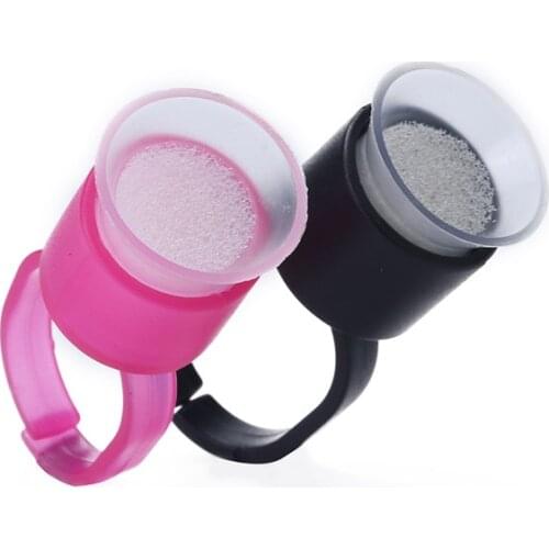 100pcs Tattoo Ink Ring Cups Glue Cap with Sponge Microblading Pigment Holder Permanent Makeup Accessories For Eyebrow Lips
