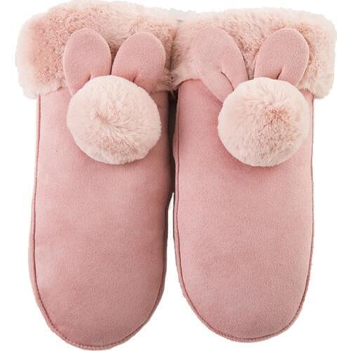 2022 Winter Keep Warm Fashion Heavy Type Women Cartoon Gloves Gift For Girls Lovely Female Sheepskin Leather Fur Gloves AB367