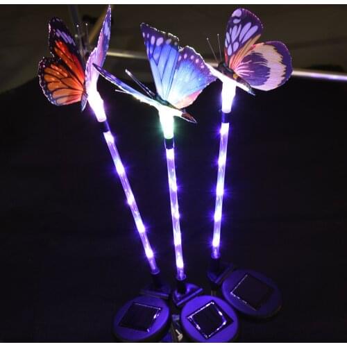 3pcs Garden Solar Luminous Rod Butterfly Light 7 Colors Cycle LEDs Lamp for Garden Villa Landscape Decoration Night light