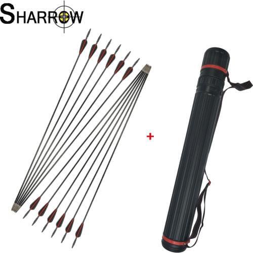 6/12pcs Archery Bow and Arrow Spine 500 6mm Glassfiber Arrow Shaft with Fixed Arrowhead for Hunting Bow Crossbow Recurve Bow
