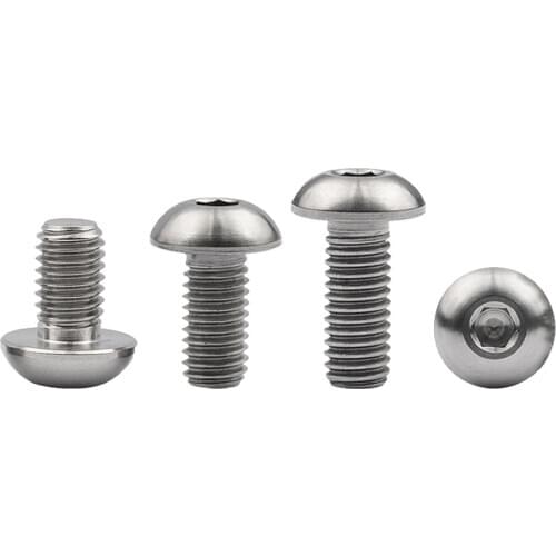 6 Pcs Titanium Bolts M5X8 10 12 15mm ISO7380 Half Round Head Hexagon Screw for Bottle Cage Holder Bolt Ti Screws