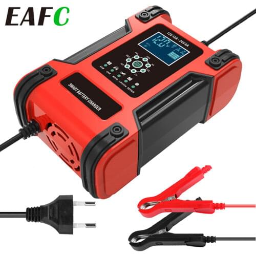 Car Battery Chargers 12A Large Power Full Automatic Smart Battery Chargers 12V 24V Battery Desulfator for Car Truck