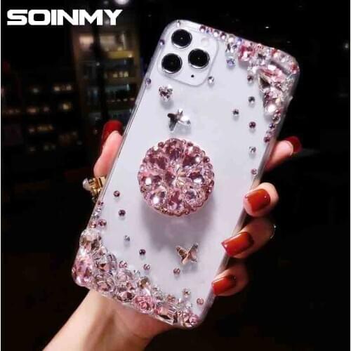Bling Clear Phone Case For iphone 12 Mini 11 Pro Max X 8 7 6S 6 Plus XR XS MAX SE 2020 Thin Slim Transparent Diamond Holder Case