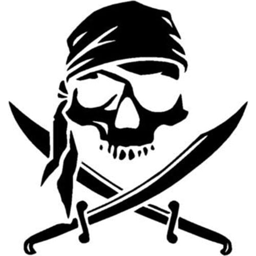 Black/Sliver Car Stickers Skulls Blades Pirates Funny Creative Decoration For Trunk Windshield Vinyls C201