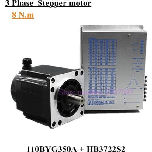 Digital Hybird 3 Phase Nema 43 Stepper Motor kit 8N.m 4A 110mm Step Motor 110BYG350A & AC110V/220V Digital Motor Driver HB3722S2