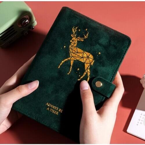 2PCS* Retro elk Flannel Surface Diary Notebook With Spiral Ring Traveling Notepad Couple Gift Fashion Loose-leaf Notbook A6