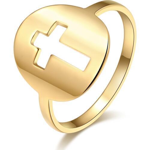DOTIFI For Women and Men Ring 316L Stainless Steel Classical Hollow Cross Design Party Jewelry Gift R245