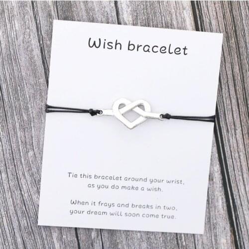 Friendship Knot Wish Bracelet Heart Infinite Knot Best Friend Charm Jewelry for Women Men Adjustable Rope Bracelet Jewelry Gift