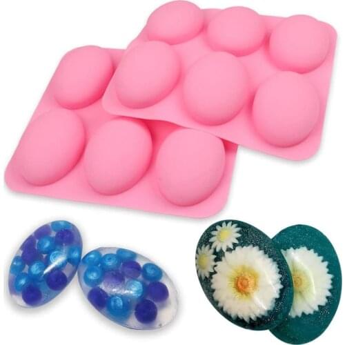 6 Cavities Multifunctional Oval Soap Mold For Soap Making Silicone Soap Mold Cake Baking Pan Molds DIY Soap Making Supplies