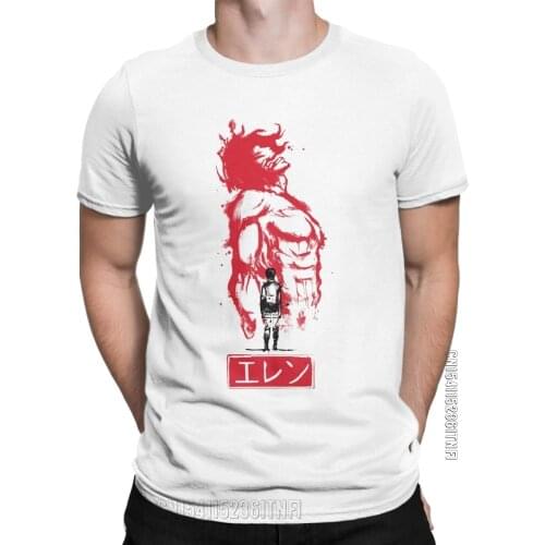Fashion Traditional Eren T-Shirts Men Crew Neck Pure Cotton T Shirt Attack On Titan Classic Short Sleeve Tees Original Clothes