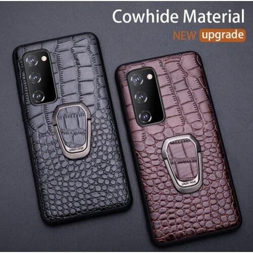 Leather Phone Case For Samsung Galaxy S21 FE Case For S20 Plus Cowhide Cover For Note 20 Ultra Magnetic Stand Case