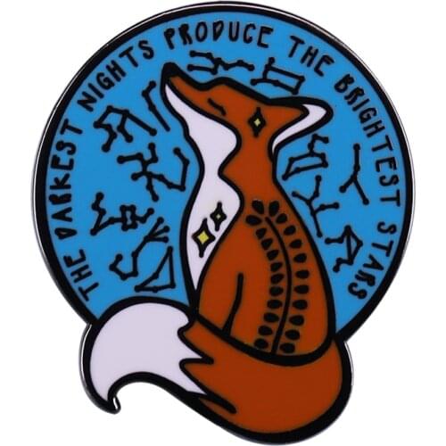 Beautiful constellation fox button badge inspirational gift for friends astronomy lover