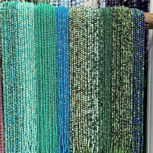 Small Crystal Faceted Round Beads Green 2/3MM Tindy Natural Gemstones Bead For Jewelry Making Bracelet Necklace Free Shipping