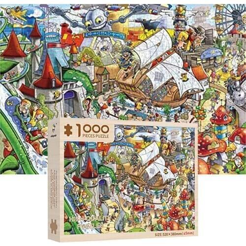 Mini Jigsaw Puzzles 1000 Pieces Wooden Assembling Picture Catoon Puzzles Toys For Adults Children Kids Home Game Puzzle Toys
