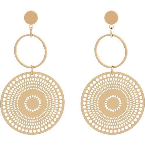 Fashion Hollow Out Round Earrings for Women Girls Circle Drop Ear Jewelry Korean Style Gold Color Eardrop Party Accessories R70