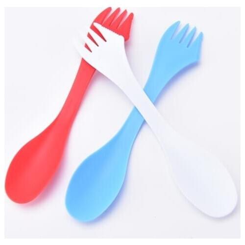 6Pcs Multifunction Camping Hiking Utensils Spork Combo Travel Gadget Spoon Fork