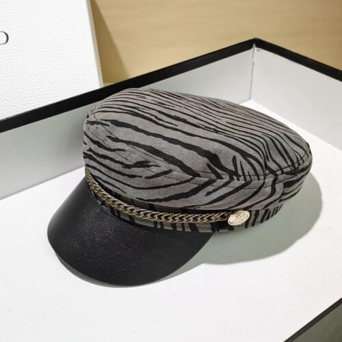 New Military Hats For Women Autumn Sailor Hat Black Ladies Beret Caps Retro British Flat Top Cap Travel Cadet Octagonal Hat