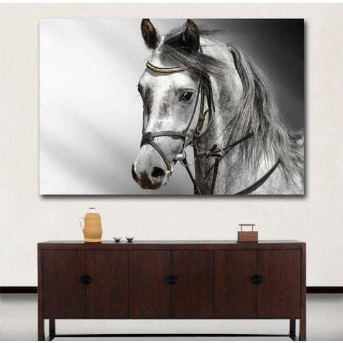 GOODECOR Nordic Style Horse Canvas Painting Animals White Poster Print Modern Wall Art Pictures For Living Room Bedroom