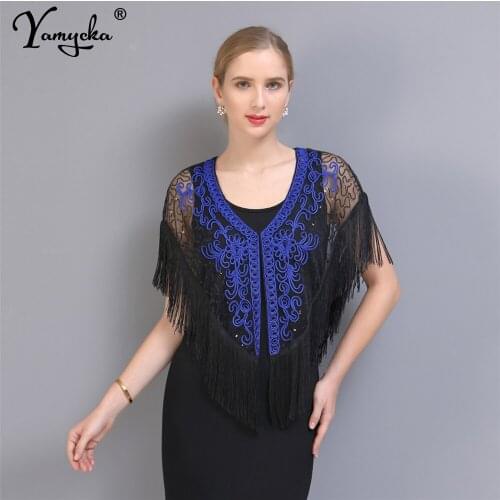 Sexy Sequin vintage mesh See Through Summer crop top womens Party smock blouses Cover Up tops elegant Tassel Cardigan shawl 2021