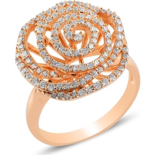 Silver 925 Sterling Rose Zircon Stone Ring