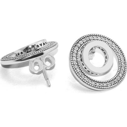 Forever Signature Stud Earrings 100% 925 Sterling-Silver-Jewelry Free Shipping