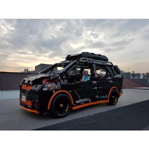 Technology building block mechanical gear moc-10890 travel alpha 7-seat MPV van remote assembly building block Boy Gift