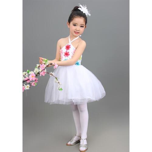 New style childrens dance costumes girls princess dress suspenders fluffy skirt children chorus performance clothing