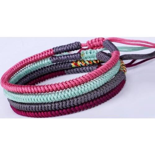 Tibetan Buddhist Braided Bracelet & Bangle Adjustable Knot Lucky Original Nylon Rope Mixed Color Women Men Bracelets