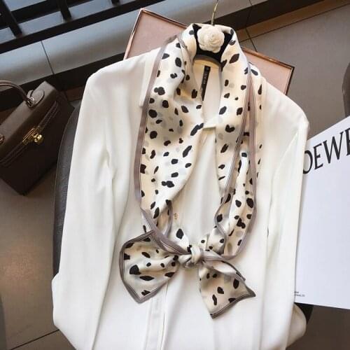 2021 spring Korean version of all-match women scarf silk hand-feel double-sided printing scarf thin section scarf 15x150cm