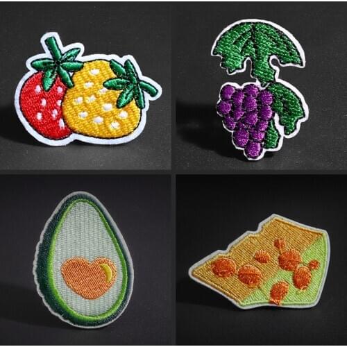 High quality Cute little patches grape avocado strawberry butter foods Badge Childrens sweater Knapsack decoration DIY Decal