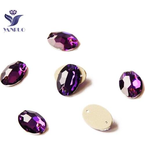 YANRUO 3210 Oval Purple Velvet Sew On Crystal Glass Rhinestones Flatback Rhinestone Stones And Crystals Sewing Dress For Clothes