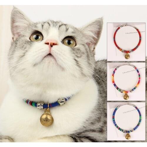 Japanese Style Dog Cat Accessories Collar Pet Collar Cat Collar with Bell Puppy Collar Kitten Collar Kitten Accessories