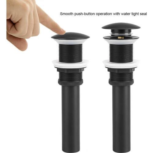 1Pcs Brass Up Basin Drainer Kitchen Bathroom Basin Sink Solid Up Drain Stopper with Overflow Hole Black Tool Wholesale