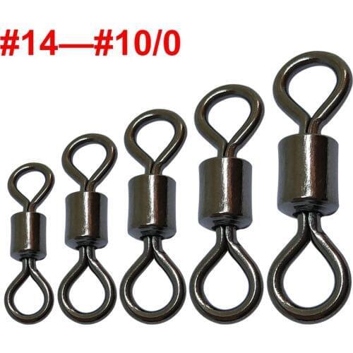 100pcs/200pcs Rolling Swivels for Fishing #14-#10/0 Stainless Steel Heavy-duty Sea Fishing Connector Carp Fishing Gear pesca