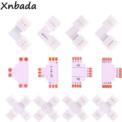 2/3/4/5PIN 10mm Solderless LED Connector T/L/X Shape Corner Connector For WS2811 WS2812 3528 5050 RGB Led Strip Light