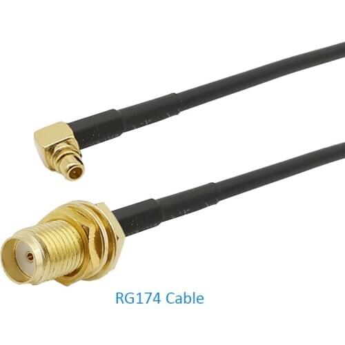 2Pcs MMCX Male Plug Right Angle to SMA Female Jack RG174 MMCX RF Coaxial Pigtail Jumper Low Loss Cable