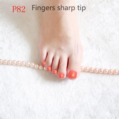 24PCS fashion design cute toes latest French style candy colorful fake toe Bright red #P82