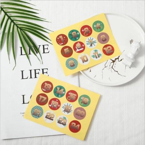 600Pcs Creative Christmas Digital Biscuit Candy Seal Sticker Creative Advent Calendar Party Decoration Sticker With High Quality