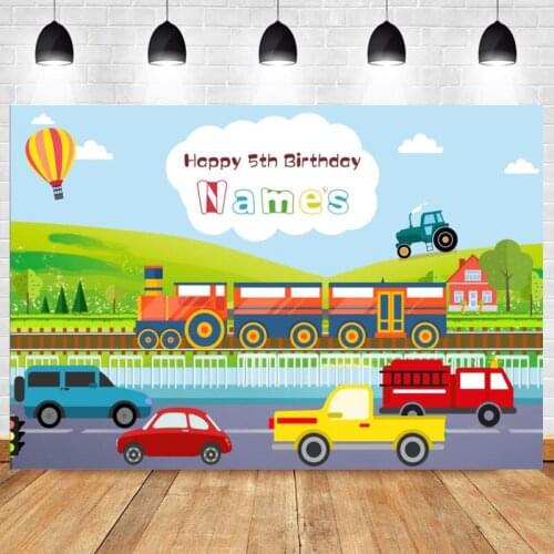 Cars Photo Backdrop Boys Baby Shower Happy Birthday Party Kids Photograph Background Banner Decoration
