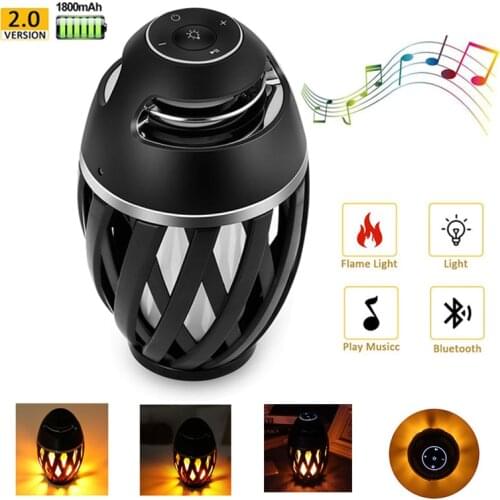 Bluetooth Subwoofer Wireless Speakers LED Flame Light Music Player 9D Surround Stereo Portable Loudspeaker Outdoor Speakers