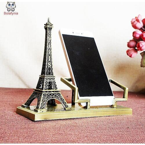 BOLAFYNIA Tower mobile phone holder metal crafts alloy gift model toy for Christmas birthday gift crafts