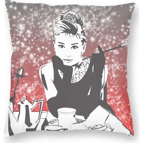 Audrey Hepburn Gradient Glitter Design Cushion Cover Sofa Living Room Retro Art Square Throw Pillow Case 45x45cm