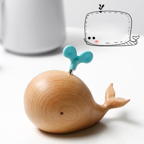 Nordic style whale wood music box Movement Lovely Cartoon Animal shape Home decoration christmas Creative Gift for Kid