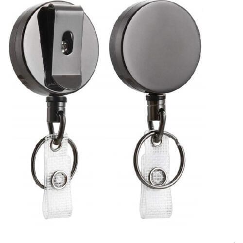 2PCS Badge Holder Reel Key Ring Retractable Pull Key Chains Belt Recoil Clip ID Name Card Metal Heavy Duty Office Lanyard