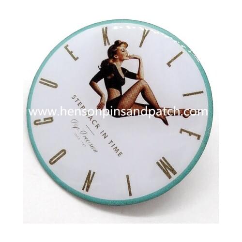 Custom stainless steel printed epoxy lady metal pins