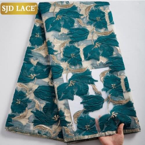SJD LACE New Arrival Gild Design African Lace Fabric Embroidery Jacquard Tissue French Brocade Lace Fabric For Wedding Sew A2392