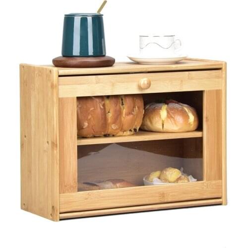 Home Furniture Kitchen Furniture Kitchen Cabinets Bamboo bread box snack storage box storage Cabinet 40*17*30cm cuisine meuble
