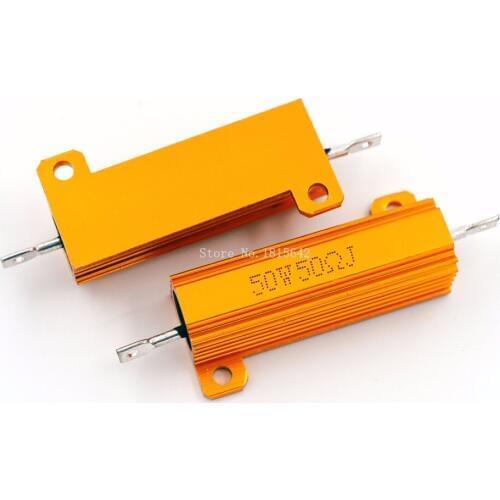 RX24 50W 50R 50RJ Metal Aluminum Case High Power Resistor Golden Metal Shell Case Heatsink Resistance Resistor 50 ohm 50w