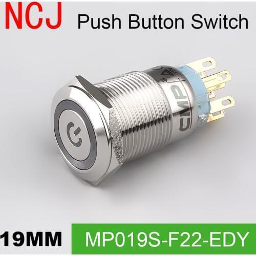 NCJ 19mm Metal Push Button Switch IP67 Maintained Alternate & Momentary push button switch with LED lamp 5A