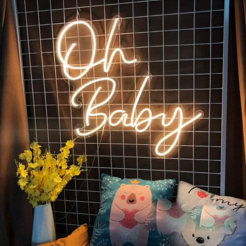 Letter sign Oh Baby Custom Neon Sign Light LED Light for Wall Bedroom Restaurant Babys first birthday banquet Decoration